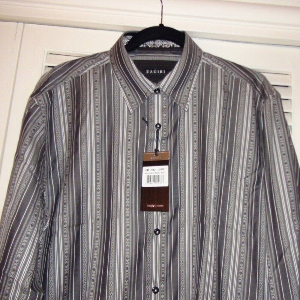 Zagiri Boulevard of Dreams Jacquard Striped Down Sports Shirt